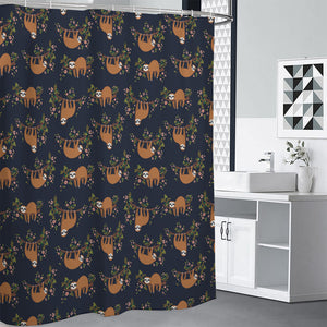 Cute Sloth Pattern Print Premium Shower Curtain