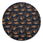 Cute Sloth Pattern Print Round Blanket