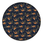 Cute Sloth Pattern Print Round Floor Mat