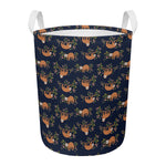 Cute Sloth Pattern Print Round Laundry Basket