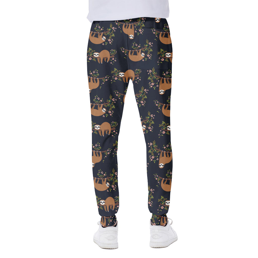 Cute Sloth Pattern Print Scuba Joggers