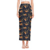 Cute Sloth Pattern Print Side Slit Maxi Skirt