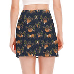 Cute Sloth Pattern Print Side Slit Mini Skirt