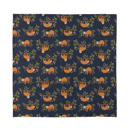 Cute Sloth Pattern Print Silk Bandana