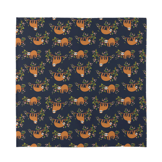 Cute Sloth Pattern Print Silk Bandana