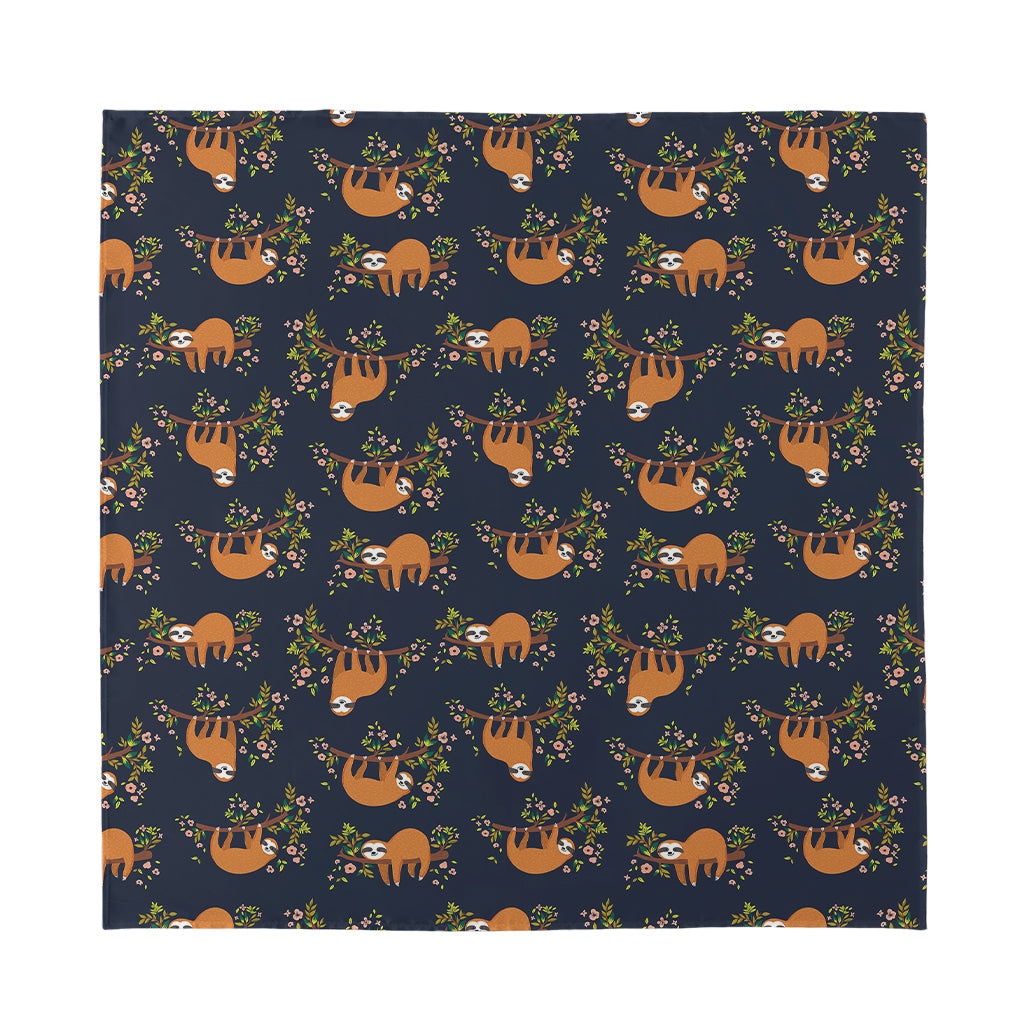 Cute Sloth Pattern Print Silk Bandana