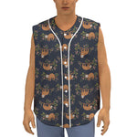 Cute Sloth Pattern Print Sleeveless Baseball Jersey