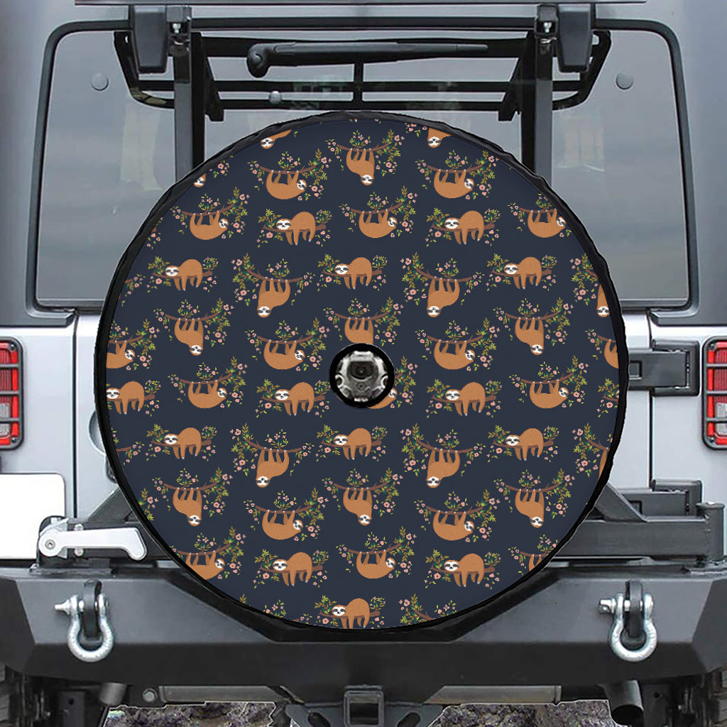 Cute Sloth Pattern Print Tire Cover With Camera Hole