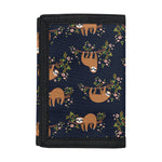Cute Sloth Pattern Print Trifold Wallet