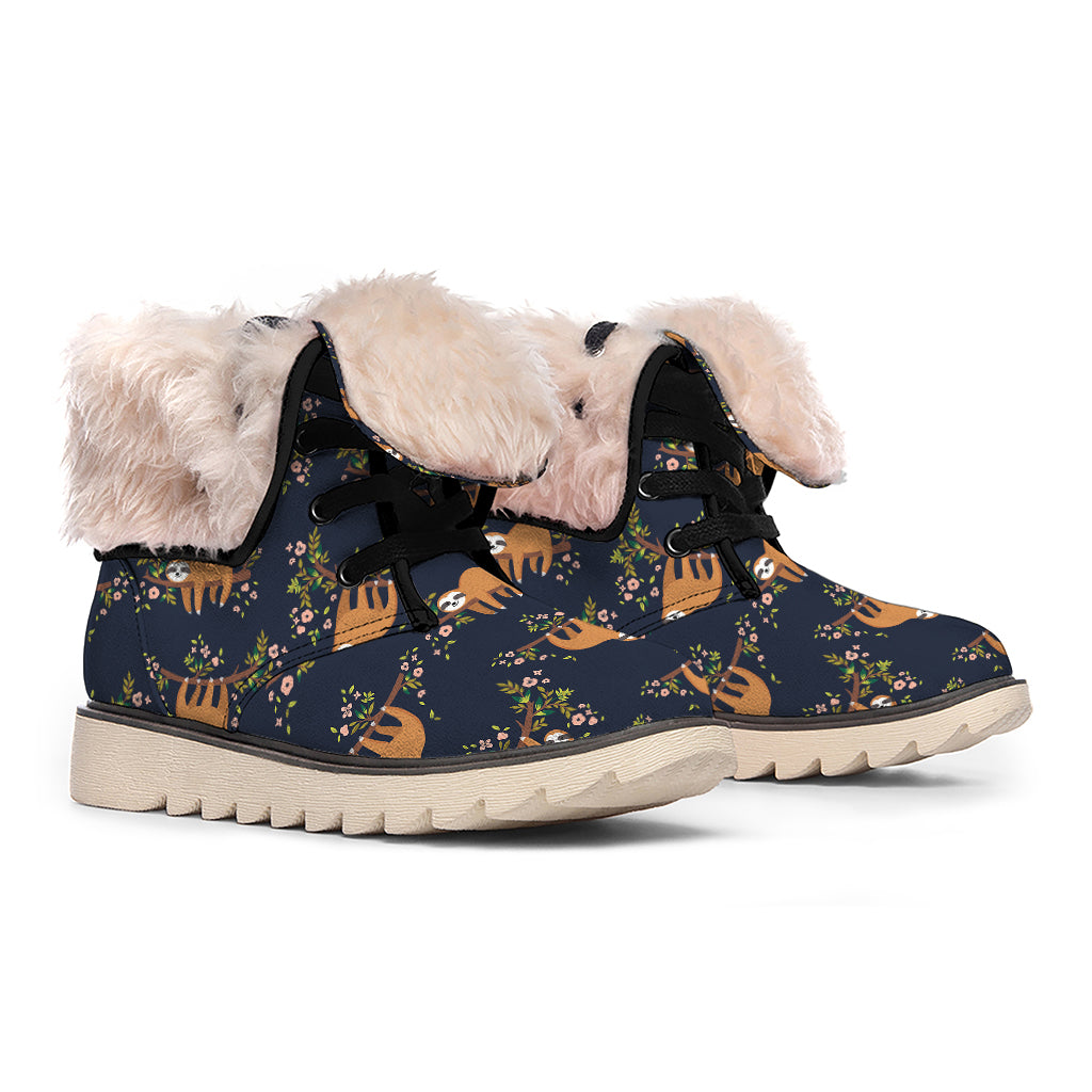 Cute Sloth Pattern Print Winter Boots