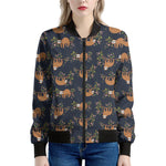 Cute Sloth Pattern Print Women's Bomber Jacket