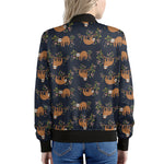 Cute Sloth Pattern Print Women's Bomber Jacket