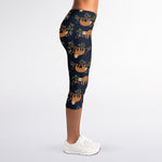 Cute Sloth Pattern Print Women's Capri Leggings