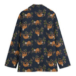 Cute Sloth Pattern Print Women's Cotton Blazer