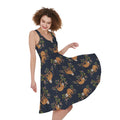 Cute Sloth Pattern Print Sleeveless Knee Length Dress