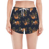 Cute Sloth Pattern Print Women's Split Running Shorts