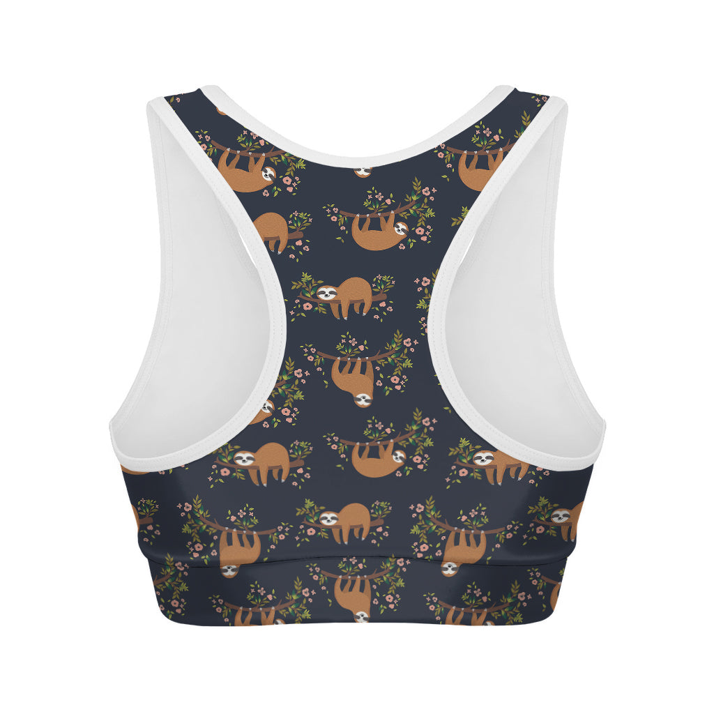 Cute Sloth Pattern Print Women's Sports Bra