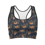 Cute Sloth Pattern Print Women's Sports Bra