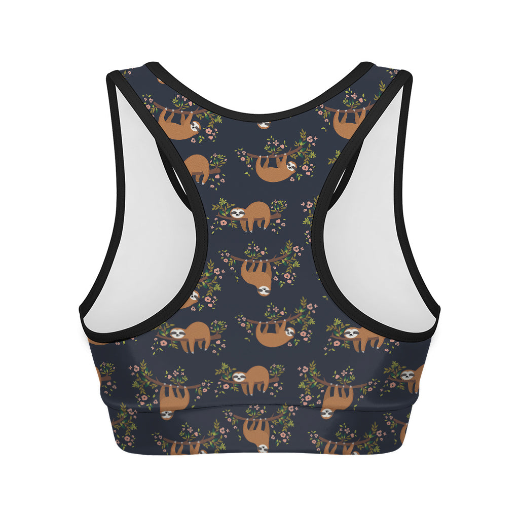 Cute Sloth Pattern Print Women's Sports Bra