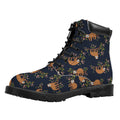 Cute Sloth Pattern Print Padded Collar Lace Up Boots