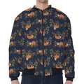 Cute Sloth Pattern Print Zip Sleeve Bomber Jacket