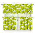Cute Smiley Cow Pattern Print 3 Piece Kitchen Curtains