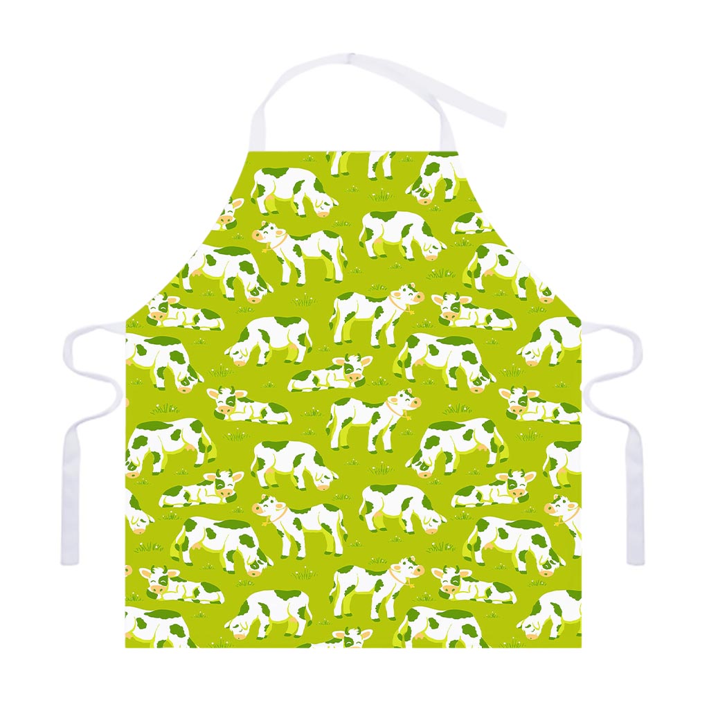 Cute Smiley Cow Pattern Print Adjustable Apron