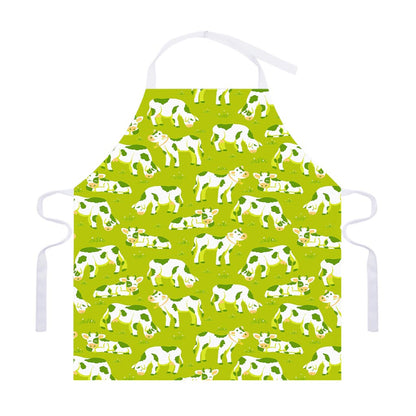 Cute Smiley Cow Pattern Print Adjustable Apron