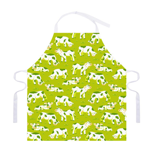Cute Smiley Cow Pattern Print Adjustable Apron