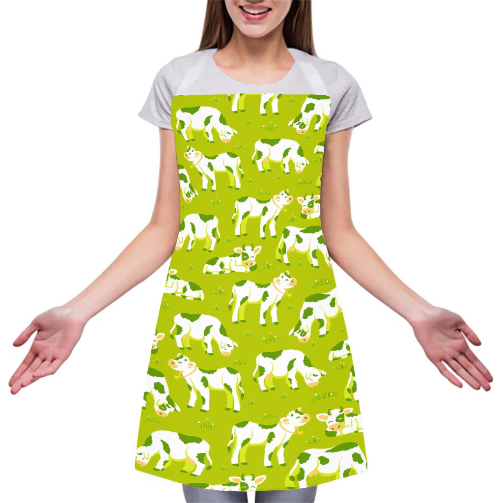 Cute Smiley Cow Pattern Print Adjustable Apron