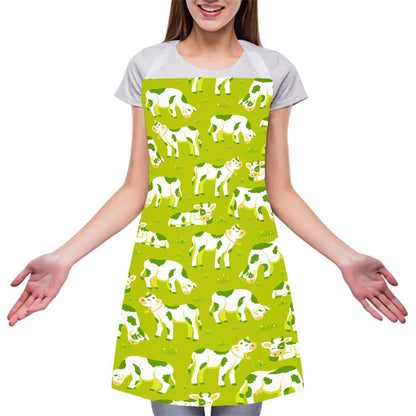 Cute Smiley Cow Pattern Print Adjustable Apron