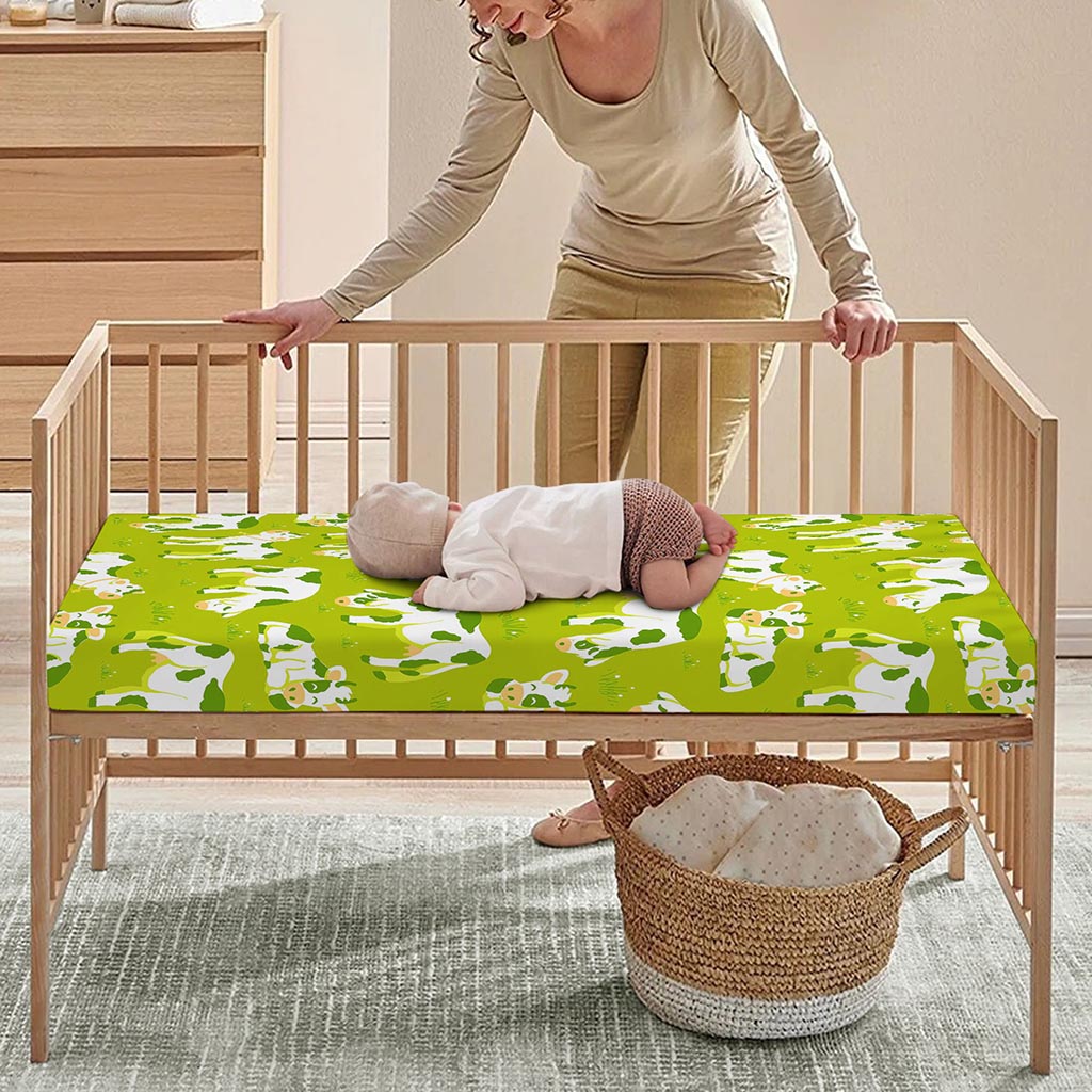 Cute Smiley Cow Pattern Print Baby Crib Sheet