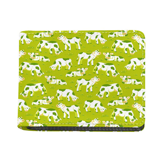 Cute Smiley Cow Pattern Print Bifold Wallet