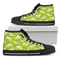 Cute Smiley Cow Pattern Print Black High Top Sneakers