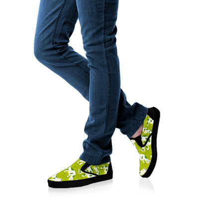 Cute Smiley Cow Pattern Print Black Slip On Sneakers