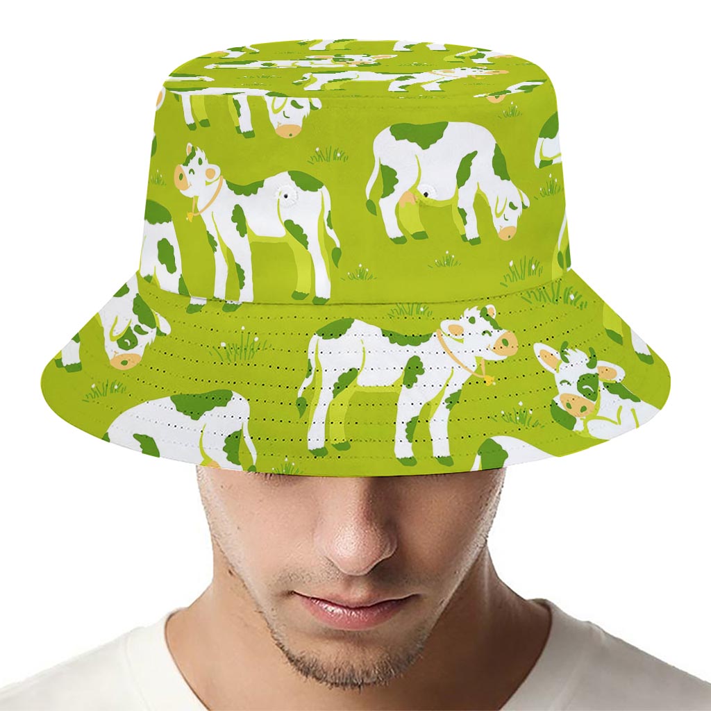 Cute Smiley Cow Pattern Print Bucket Hat