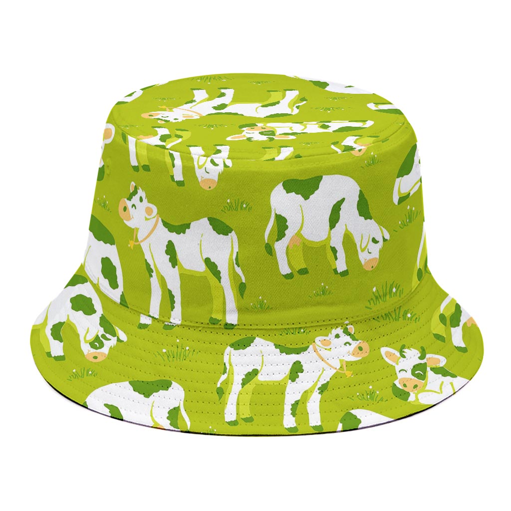 Cute Smiley Cow Pattern Print Bucket Hat