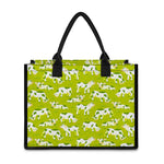 Cute Smiley Cow Pattern Print Canvas Tote Bag