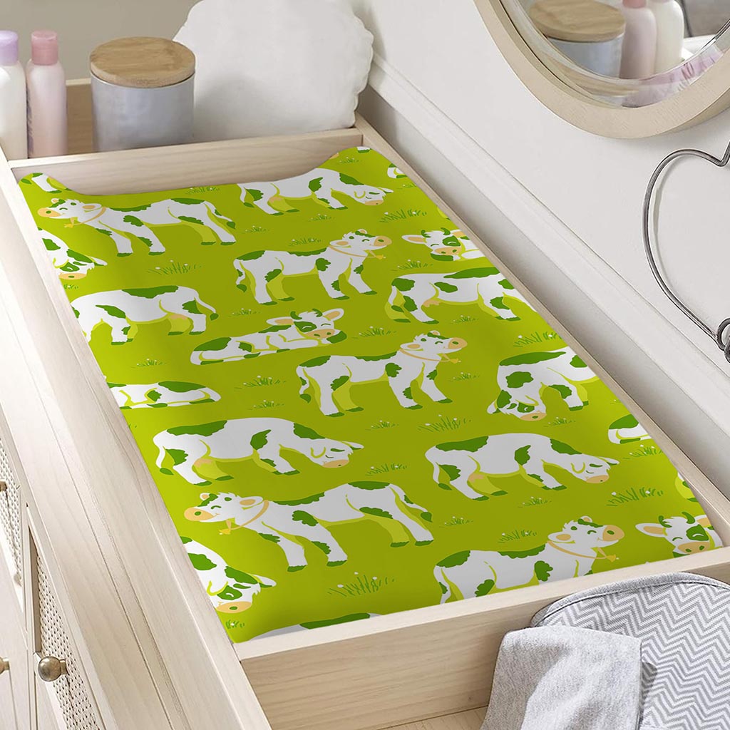 Cute Smiley Cow Pattern Print Changing Pad Cover