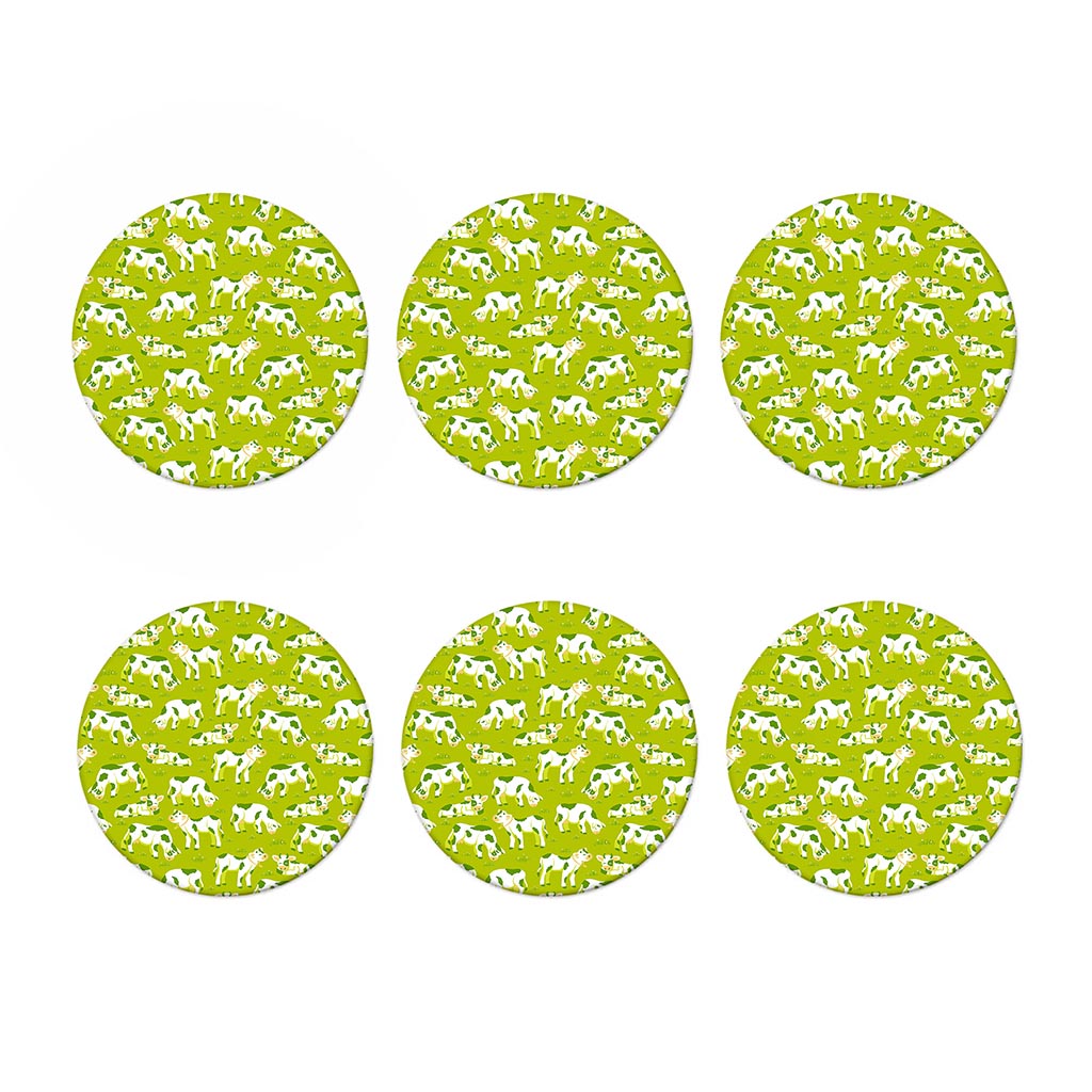 Cute Smiley Cow Pattern Print Coaster Set