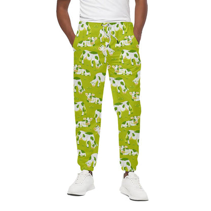 Cute Smiley Cow Pattern Print Cotton Pants