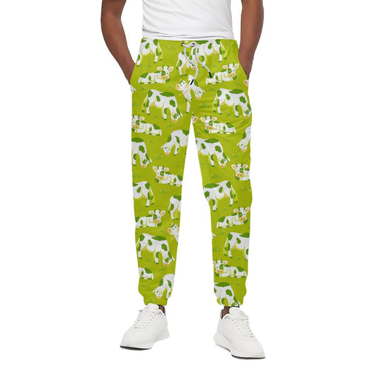 Cute Smiley Cow Pattern Print Cotton Pants