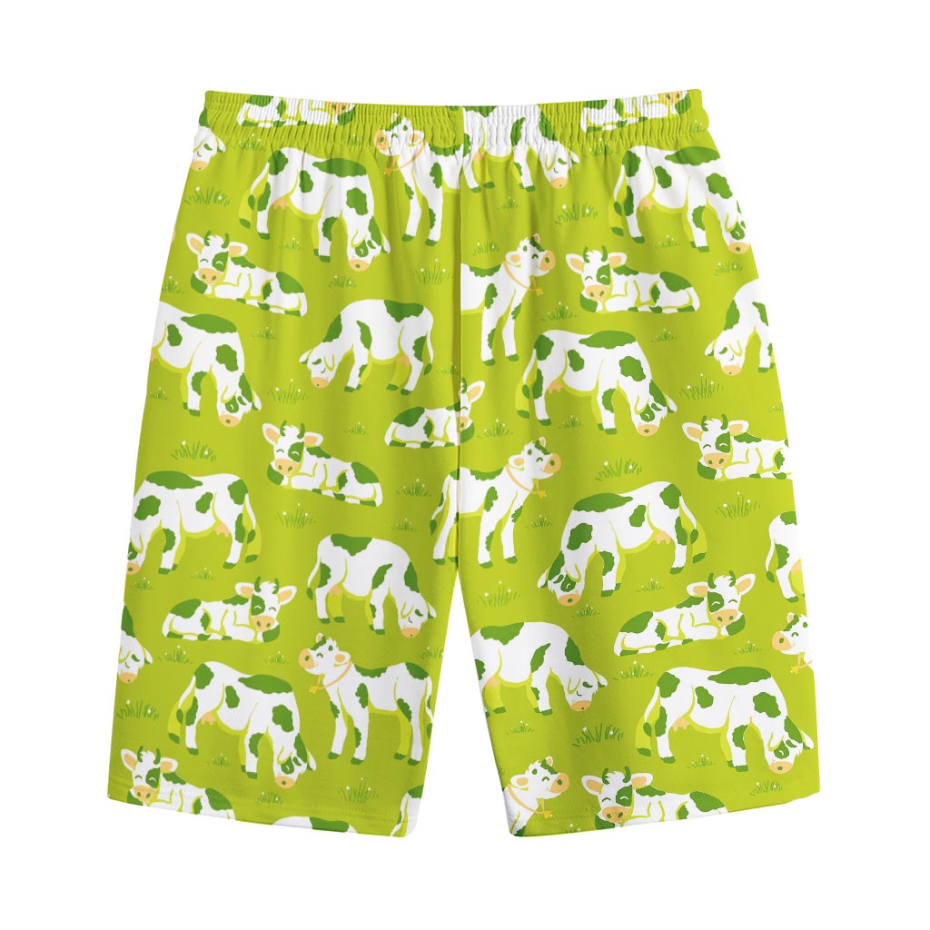 Cute Smiley Cow Pattern Print Cotton Shorts
