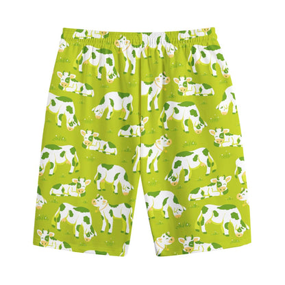 Cute Smiley Cow Pattern Print Cotton Shorts