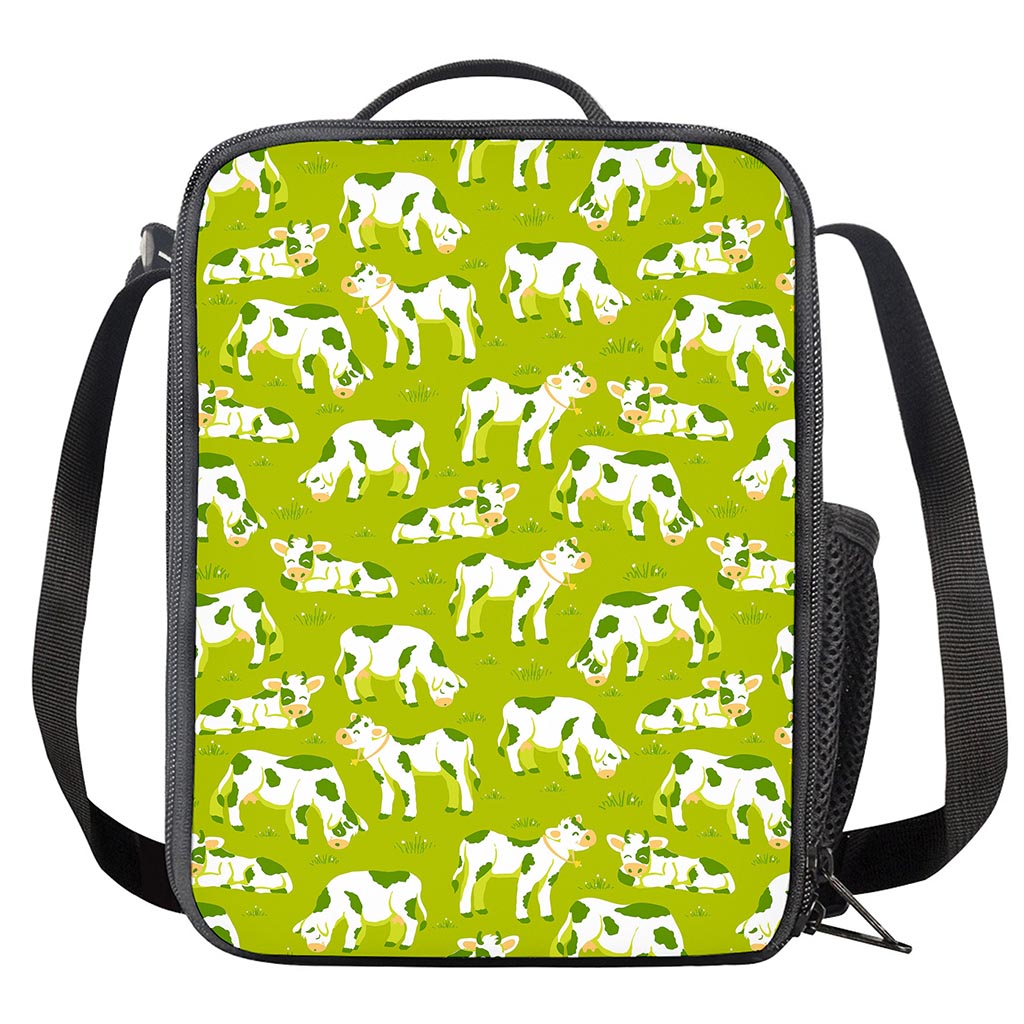 Cute Smiley Cow Pattern Print Crossbody Lunch Bag