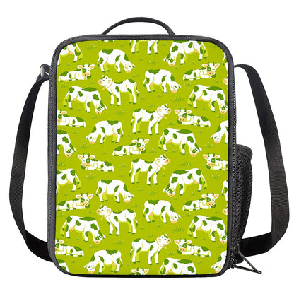 Cute Smiley Cow Pattern Print Crossbody Lunch Bag