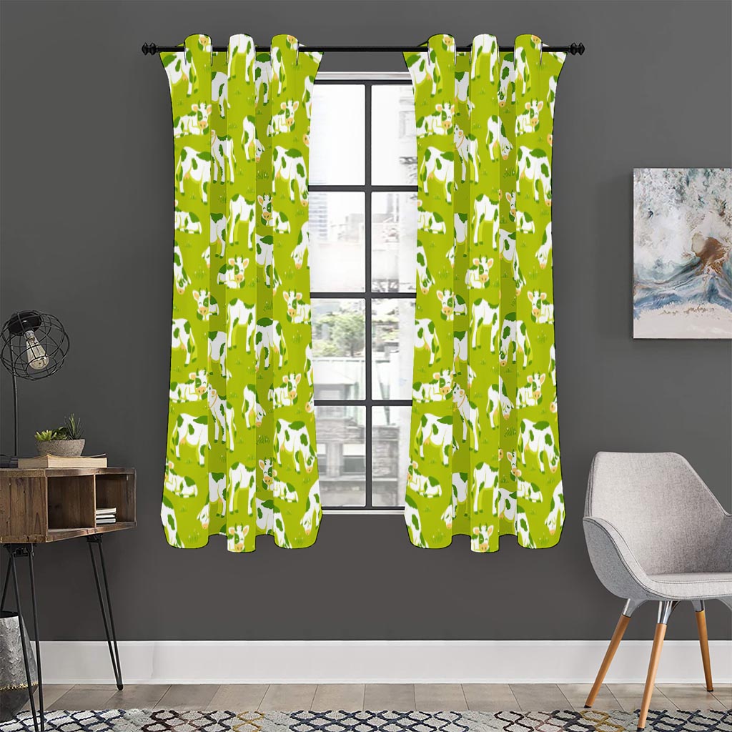 Cute Smiley Cow Pattern Print Curtain