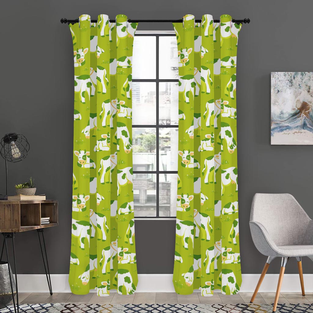 Cute Smiley Cow Pattern Print Curtain