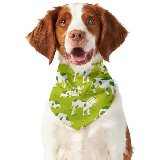 Cute Smiley Cow Pattern Print Dog Bandana