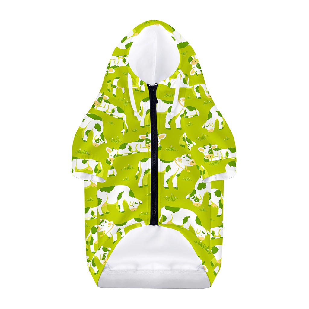 Cute Smiley Cow Pattern Print Dog Zip Up Hoodie